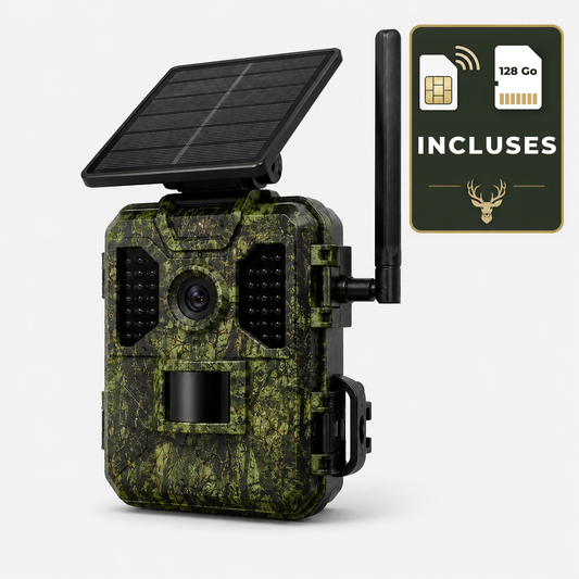 4G Wildkamera mit Solarpanel – ohne WLAN & ohne Vertrag, inkl. SIM + 128 GB MicroSD – Nachtrevier
