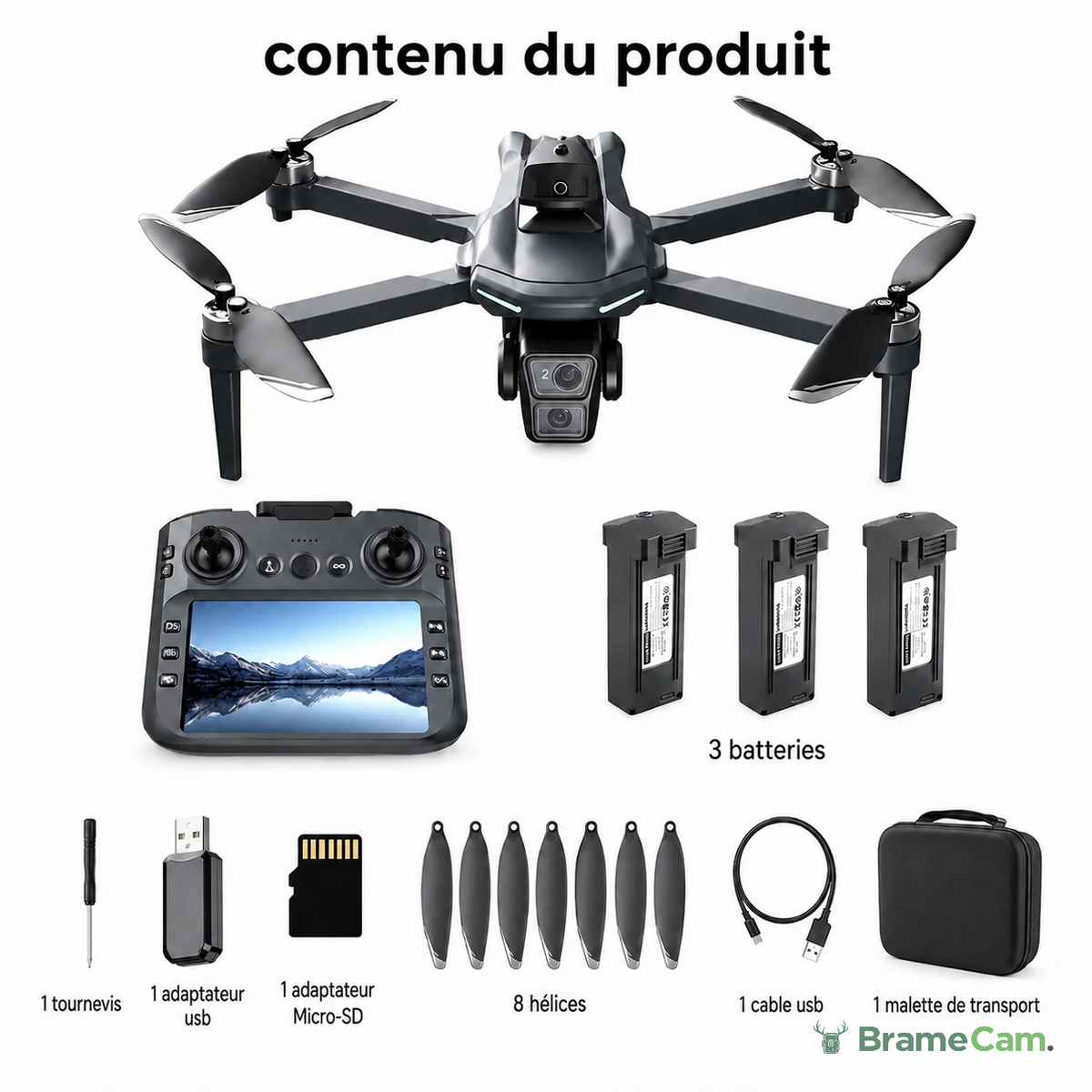 GPS Drohne WLAN FPV – 5,6-Zoll-Display & 3 Akkus