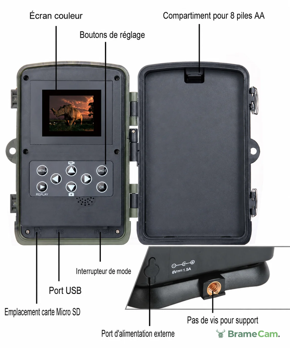 Wildkamera 20 MP mit LCD-Display – Infrarot-Nachtsicht 36 LED, Zeitstempel