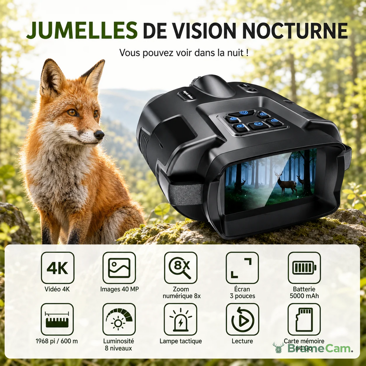 Nachtsicht-Fernglas 4K – 12 Stunden Laufzeit, 5000 mAh