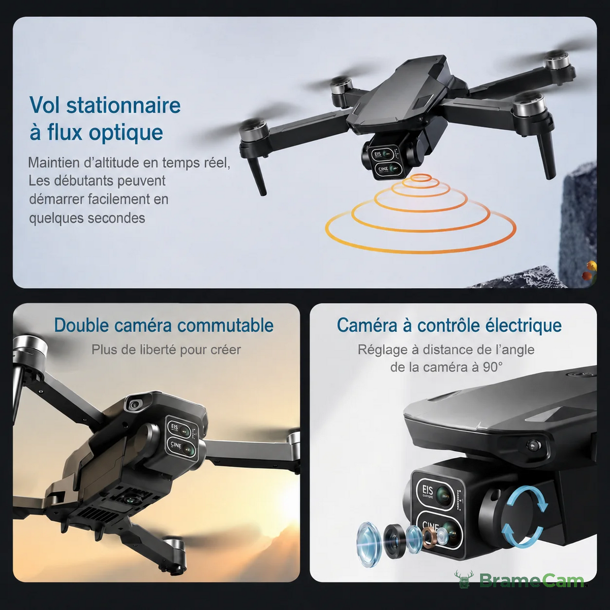Faltbare Drohne WLAN FPV – integriertes Display & 3 Akkus